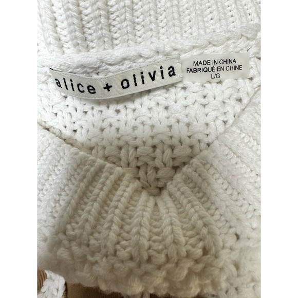 Alice and Olivia Claudette Ribbon Fringe Sweater Women’s Size Large - Picture 9 of 11